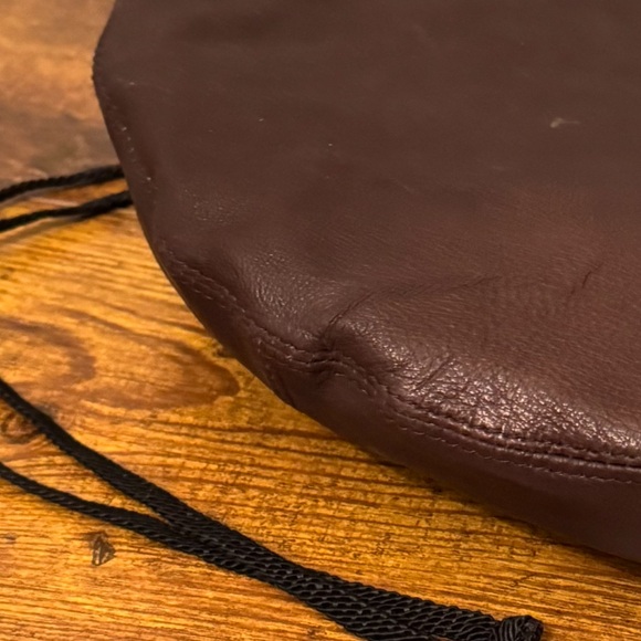 Eric Javits Brown Leather Beret Hat Vintage Drawstring Riding Style L - Picture 10 of 10